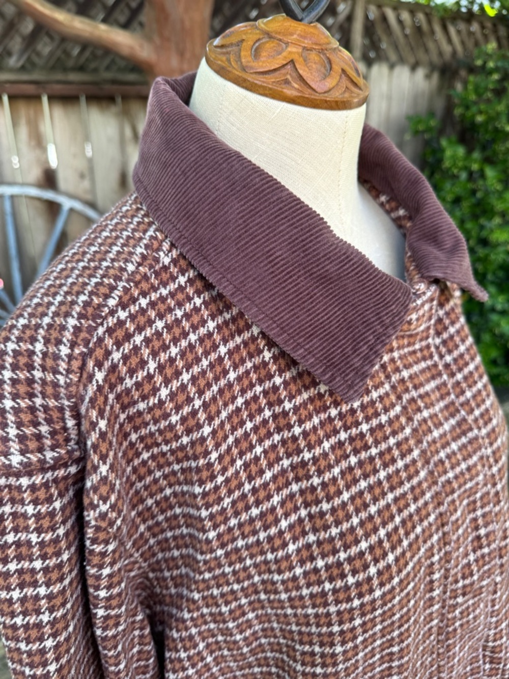 Lucky Brand Cropped Utility Jacket Houndstooth Brown Corduroy Collar Women's XL - Picture 2 of 9